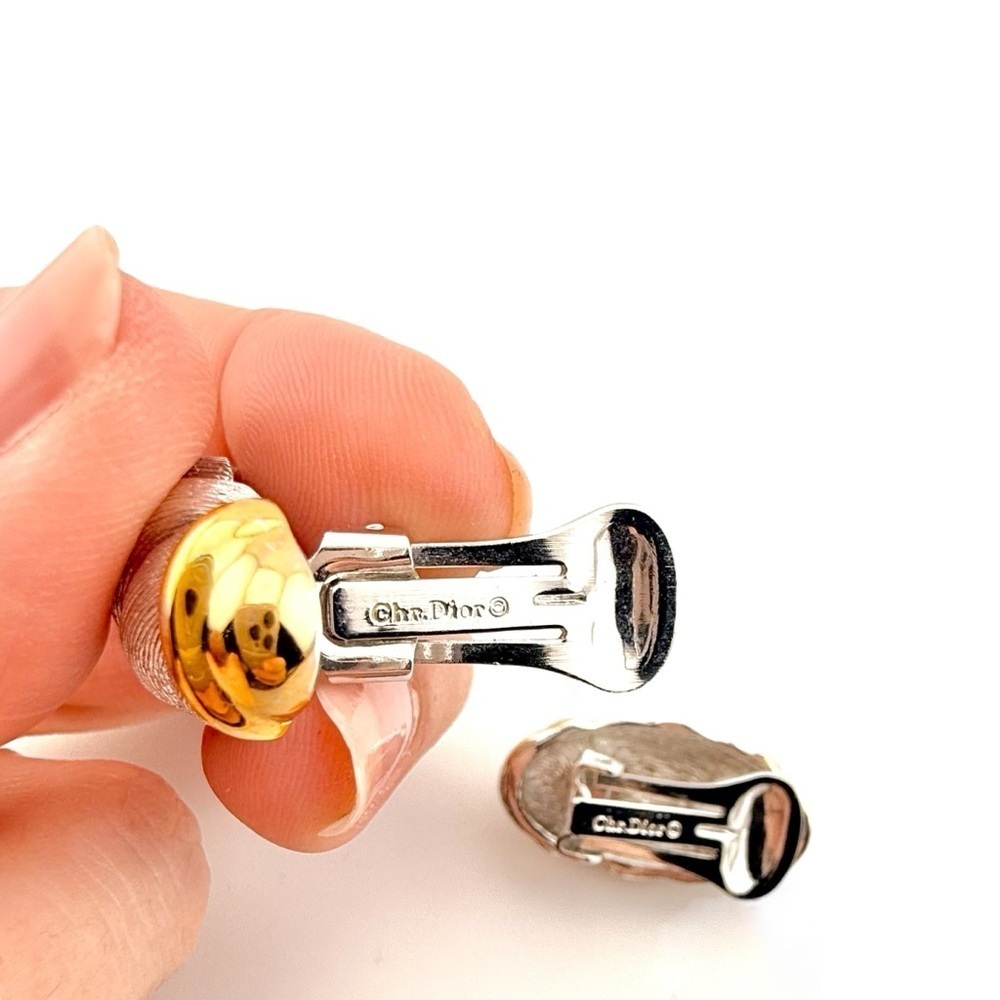 Vintage Christian Dior Silver and Gold Earrings - Picture 6 of 9